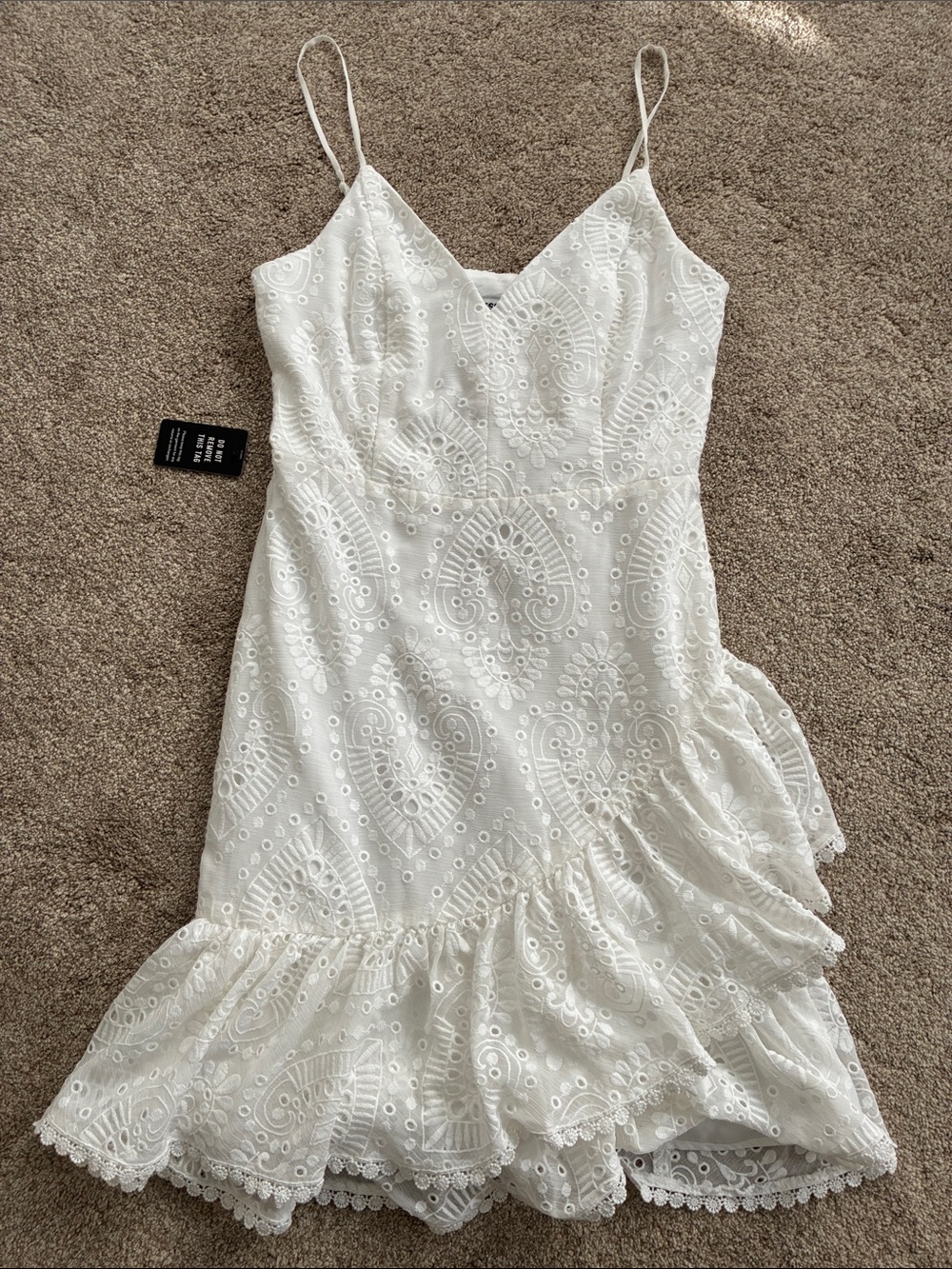 Express White Eyelet Ruffle Mini Dress